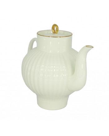 LOMONOSOV IMPERIAL BONE CHINA PORCELAIN TEAPOT WAVE GOLDEN EDGE 800 ML 27 oz