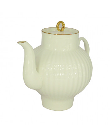 LOMONOSOV IMPERIAL BONE CHINA PORCELAIN TEAPOT WAVE GOLDEN EDGE 800 ML 27 oz