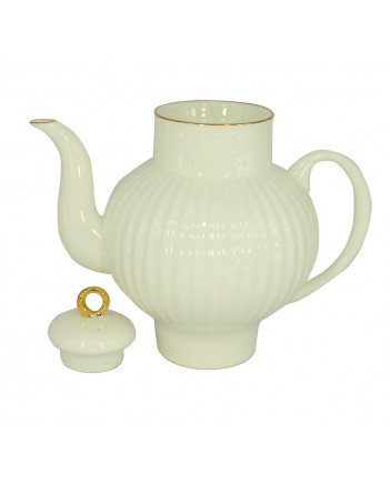 LOMONOSOV IMPERIAL BONE CHINA PORCELAIN TEAPOT WAVE GOLDEN EDGE 800 ML 27 oz