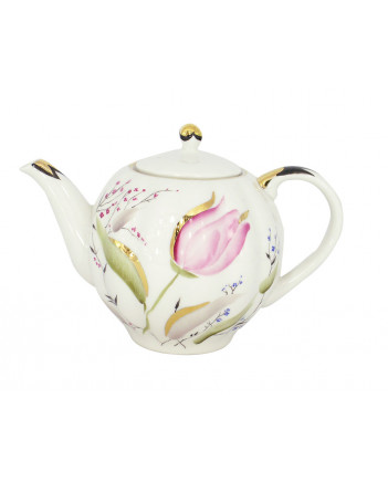  LOMONOSOV IMPERIAL PORCELAIN TEAPOT PINK TULIPS 3 CUPS 600 ML 20 oz