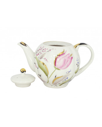  LOMONOSOV IMPERIAL PORCELAIN TEAPOT PINK TULIPS 3 CUPS 600 ML 20 oz