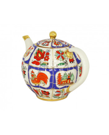 LOMONOSOV IMPERIAL PORCELAIN TEAPOT TULIP RUSSIAN LUBOK 3 CUPS 600 ML 20 OZ