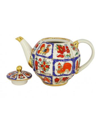 LOMONOSOV IMPERIAL PORCELAIN TEAPOT TULIP RUSSIAN LUBOK 3 CUPS 600 ML 20 OZ