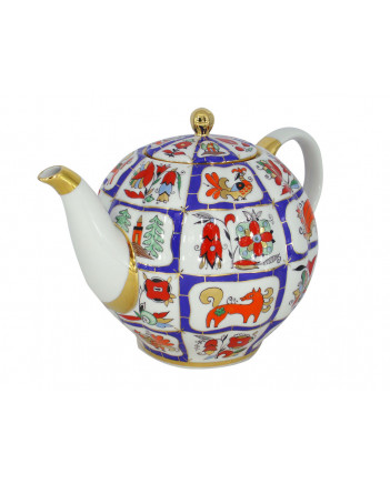 LOMONOSOV IMPERIAL PORCELAIN TEAPOT TULIP RUSSIAN LUBOK 10 CUPS 2000 ML 67.3 oz