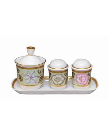 LOMONOSOV IMPERIAL PORCELAIN SPICE SET JADE BACKGROUND 4 items