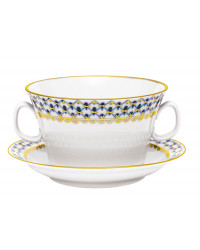 LOMONOSOV IMPERIAL PORCELAIN SOUP BOWL COBALT NET 