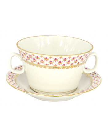 LOMONOSOV IMPERIAL PORCELAIN SOUP BOWL RED NET 