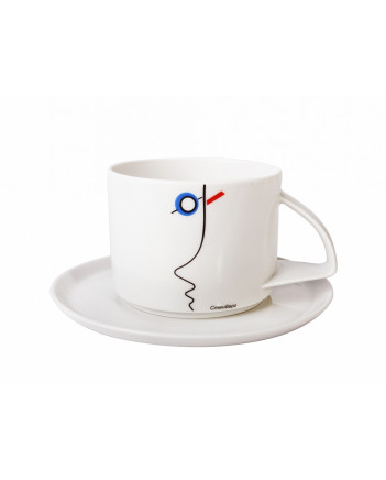 LOMONOSOV IMPERIAL PORCELAIN TEACUP AND SAUCER SUPREMATISM STENBERG 295 ml 10 oz