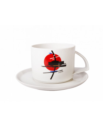 LOMONOSOV IMPERIAL PORCELAIN TEACUP AND SAUCER SUPREMATISM SUETIN 295 ml 10 oz