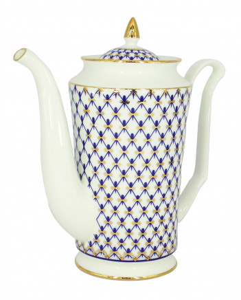 LOMONOSOV IMPERIAL BONE CHINA PORCELAIN COFFEE POT COBALT NET 690 ml 23.3 fl.oz