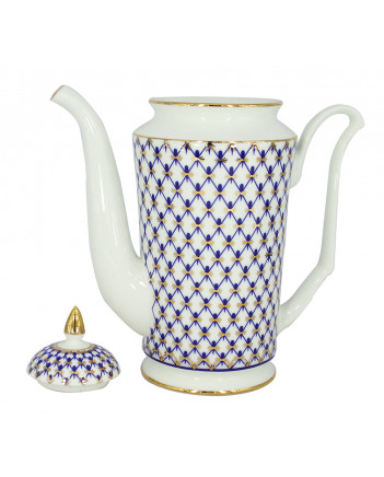 LOMONOSOV IMPERIAL BONE CHINA PORCELAIN COFFEE POT COBALT NET 690 ml 23.3 fl.oz