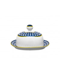 LOMONOSOV IMPERIAL PORCELAIN BUTTER HOLDER DISH COBALT CELL