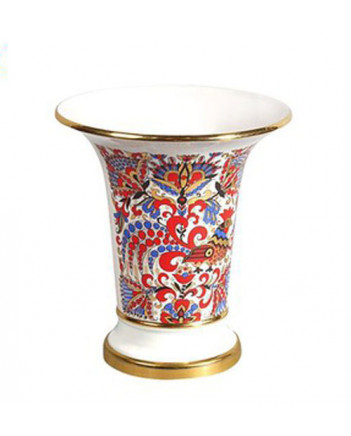 LOMONOSOV IMPERIAL PORCELAIN FLOWER VASE RED ROOSTERS EMPIRE 20 CM/8"
