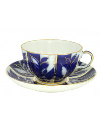  LOMONOSOV IMPERIAL PORCELAIN TEACUP AND SAUCER TULIP WINTER NIGHT 250 ML/8.45 OZ
