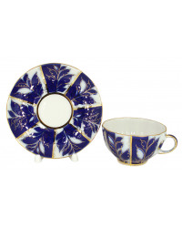  LOMONOSOV IMPERIAL PORCELAIN TEACUP AND SAUCER TULIP WINTER NIGHT 250 ML/8.45 OZ