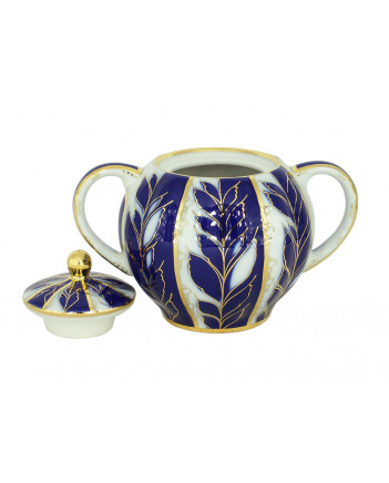 LOMONOSOV IMPERIAL PORCELAIN SUGAR BOWL TULUP WINTER NIGHT 15 OZ/450 ML