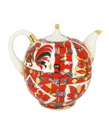 LOMONOSOV IMPERIAL PORCELAIN TEAPOT RED HORSE 12 CUPS 2450 ML/82.8 OZ