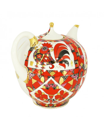 LOMONOSOV IMPERIAL PORCELAIN TEAPOT RED HORSE 12 CUPS 2450 ML/82.8 OZ