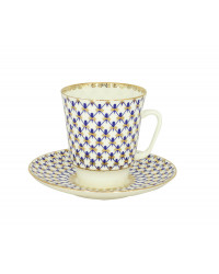 LOMONOSOV IMPERIAL BONE CHINA PORCELAIN ESPRESSO CUP MAY COBALT NET 165 ml/5.6 fl.oz