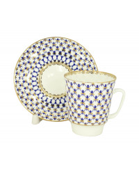 LOMONOSOV IMPERIAL BONE CHINA PORCELAIN ESPRESSO CUP MAY COBALT NET 165 ml/5.6 fl.oz