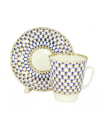 LOMONOSOV IMPERIAL BONE CHINA PORCELAIN ESPRESSO CUP MAY COBALT NET 165 ml/5.6 fl.oz