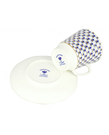 LOMONOSOV IMPERIAL BONE CHINA PORCELAIN ESPRESSO CUP MAY COBALT NET 165 ml/5.6 fl.oz