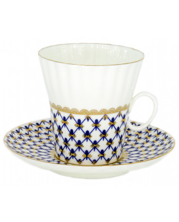 LOMONOSOV IMPERIAL BONE CHINA PORCELAIN ESPRESSO CUP DANDELION COBALT NET 175 ml/5.9 fl.oz