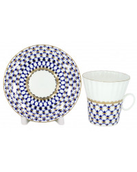 LOMONOSOV IMPERIAL BONE CHINA PORCELAIN ESPRESSO CUP DANDELION COBALT NET 175 ml/5.9 fl.oz