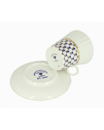 LOMONOSOV IMPERIAL BONE CHINA PORCELAIN ESPRESSO CUP DANDELION COBALT NET 175 ml/5.9 fl.oz