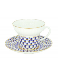 LOMONOSOV IMPERIAL BONE CHINA PORCELAIN ESPRESSO CUP WAVE COBALT NET 155 ml/5.2 fl.oz