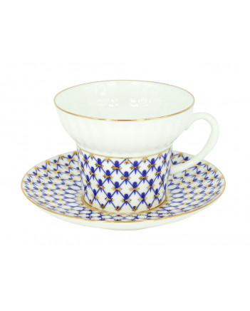 LOMONOSOV IMPERIAL BONE CHINA PORCELAIN ESPRESSO CUP WAVE COBALT NET 155 ml/5.2 fl.oz