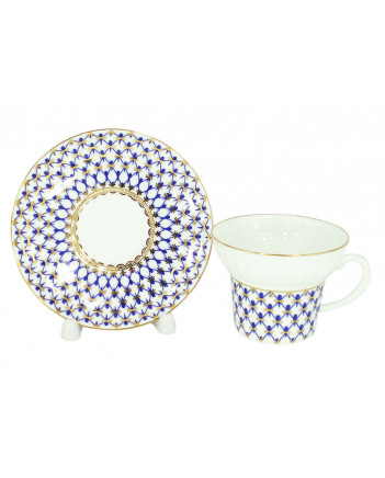 LOMONOSOV IMPERIAL BONE CHINA PORCELAIN ESPRESSO CUP WAVE COBALT NET 155 ml/5.2 fl.oz