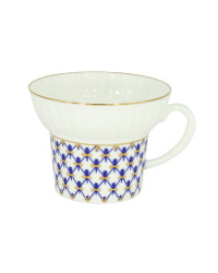LOMONOSOV IMPERIAL BONE CHINA PORCELAIN ESPRESSO CUP WAVE COBALT NET 155 ml/5.2 fl.oz