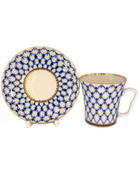 LOMONOSOV IMPERIAL PORCELAIN COFFEE LATTE HOT CHOCOLATE MUG COBALT NET 360 ml/12.2 fl.oz