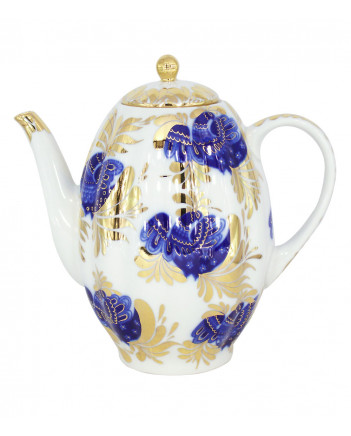 LOMONOSOV IMPERIAL PORCELAIN COFFEE POT GOLDEN GARDEN TULIP 8 Cup 40 oz/1200 ml