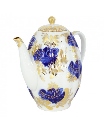 LOMONOSOV IMPERIAL PORCELAIN COFFEE POT GOLDEN GARDEN TULIP 8 Cup 40 oz/1200 ml