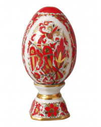 LOMONOSOV IMPERIAL PORCELAIN EASTER EGG ON STAND FIRE-BIRD