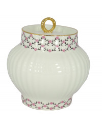 LOMONOSOV IMPERIAL BONE CHINA PORCELAIN SUGAR BOWL WAVE PINK NET 390 ml 13.2 oz