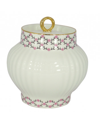 LOMONOSOV IMPERIAL BONE CHINA PORCELAIN SUGAR BOWL WAVE PINK NET 390 ml 13.2 oz