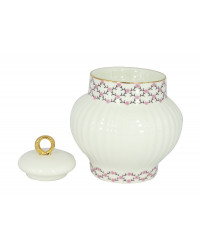 LOMONOSOV IMPERIAL BONE CHINA PORCELAIN SUGAR BOWL WAVE PINK NET 390 ml 13.2 oz