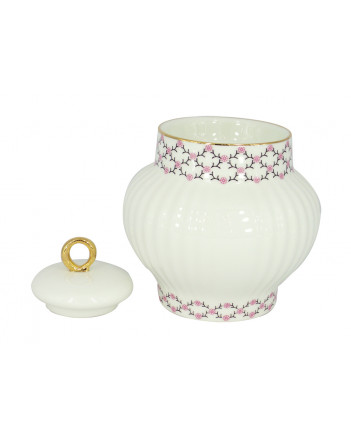 LOMONOSOV IMPERIAL BONE CHINA PORCELAIN SUGAR BOWL WAVE PINK NET 390 ml 13.2 oz