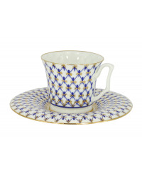 LOMONOSOV IMPERIAL BONE CHINA PORCELAIN ESPRESSO CUP YULIA COBALT NET 145 ml/10.1 fl.oz