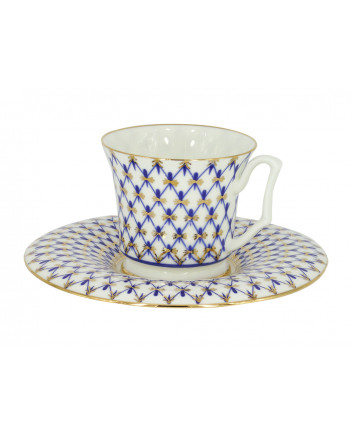 LOMONOSOV IMPERIAL BONE CHINA PORCELAIN ESPRESSO CUP YULIA COBALT NET 145 ml/10.1 fl.oz