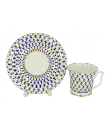 LOMONOSOV IMPERIAL BONE CHINA PORCELAIN ESPRESSO CUP YULIA COBALT NET 145 ml/10.1 fl.oz