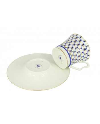 LOMONOSOV IMPERIAL BONE CHINA PORCELAIN ESPRESSO CUP YULIA COBALT NET 145 ml/10.1 fl.oz
