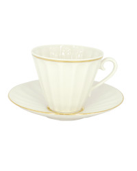 LOMONOSOV IMPERIAL PORCELAIN TEACUP AND SAUCER RADIANT GOLDEN EDGE 235 ML/8 OZ