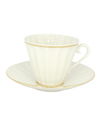 LOMONOSOV IMPERIAL PORCELAIN TEACUP AND SAUCER RADIANT GOLDEN EDGE 235 ML/8 OZ