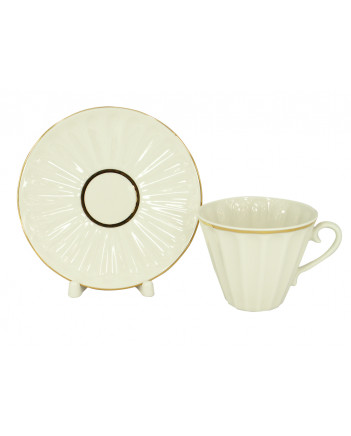 LOMONOSOV IMPERIAL PORCELAIN TEACUP AND SAUCER RADIANT GOLDEN EDGE 235 ML/8 OZ