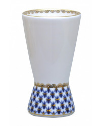 LOMONOSOV IMPERIAL PORCELAIN NAPKIN HOLDER VASE COBALT NET