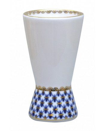 LOMONOSOV IMPERIAL PORCELAIN NAPKIN HOLDER VASE COBALT NET